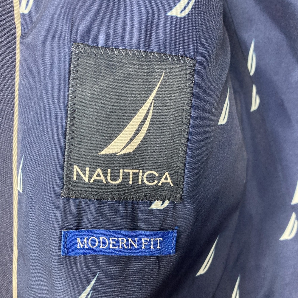 Nautica Men's 2-pc Suit Jacket Blazer 40R Solid Blue Pants 34W 32L - Picture 9 of 13